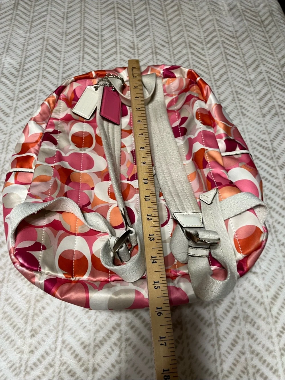 Coach Pink Multi Signature Circle Print Backpack